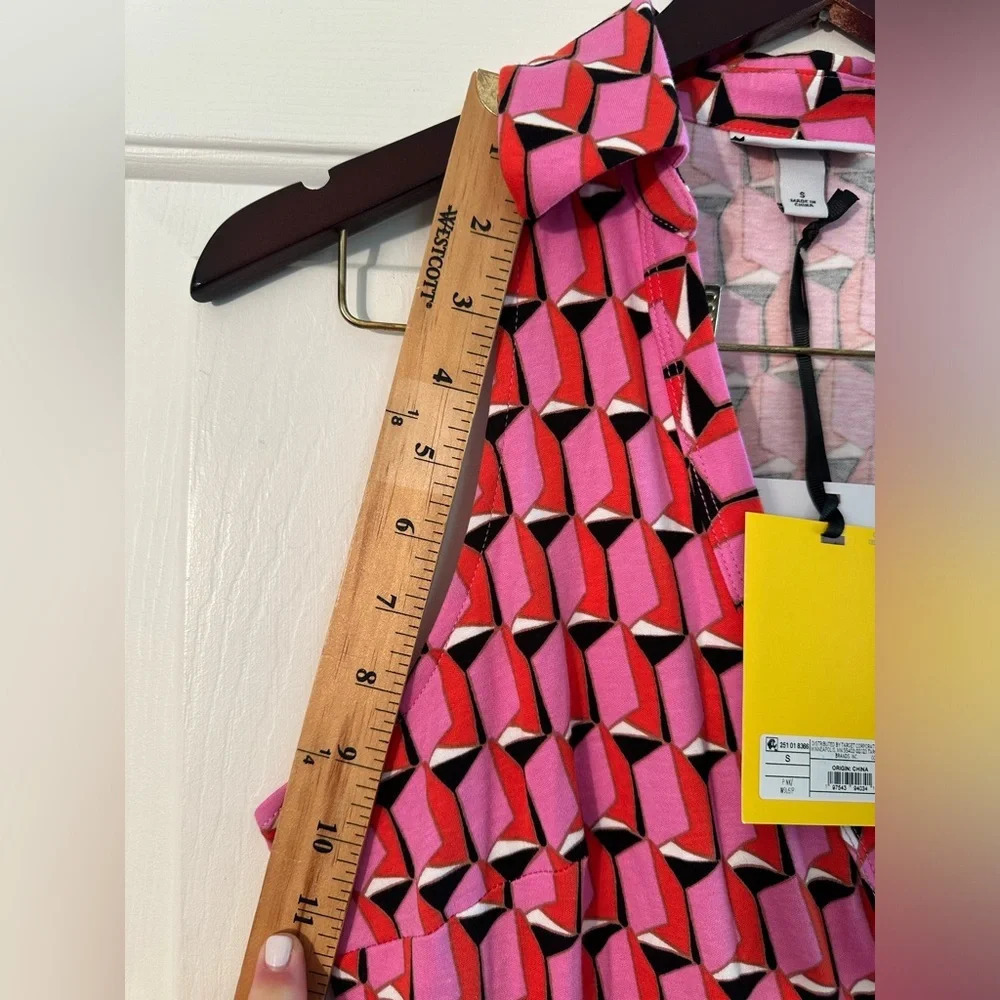 DIANE VON FURSTENBERG NWT Preppy Target Sleeveless Pink Modern Geo Jumpsuit S - Picture 10 of 14